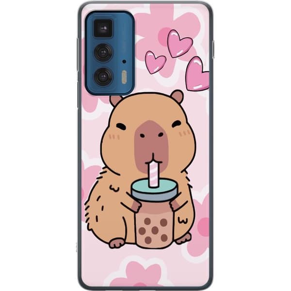 Motorola Edge 20 Pro Gennemsigtig cover Kawaii Capybara Hjerte Anime Stil Sød Design Dyremotiv TikTok Populær Gave Pige