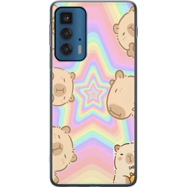 Motorola Edge 20 Pro Genomskinligt Skal Kawaii Capybara Galaxy Söt Anime Djur Rymdmotiv Kawaii Trend Present TikTok Design
