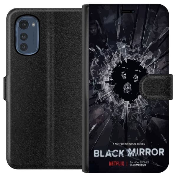 Motorola Moto E32s Lommeboketui Black Mirror Sci-Fi Netflix Serie Dystopi Teknologi Cyberpunk Mørkt TV Videospill Tema