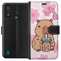 Pikkukuva 1 / 3: Motorola Moto E6i Lompakkokotelo Kawaii Capybara Sydän Anime-tyyli Söpö Suunnittelu Eläinaihe TikTok Suosittu Lahja Tyttö