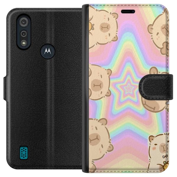 Motorola Moto E6i Tegnebogsetui Kawaii Capybara Galaxy Sød Anime Dyr Rummotiv Kawaii Trend Gave TikTok Design