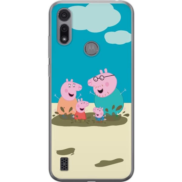 Motorola Moto E6i Gennemsigtig cover Greta Gris Familie Georg Mudderpøl Børnemotiv Serie Populær Børnekarakter Glæde