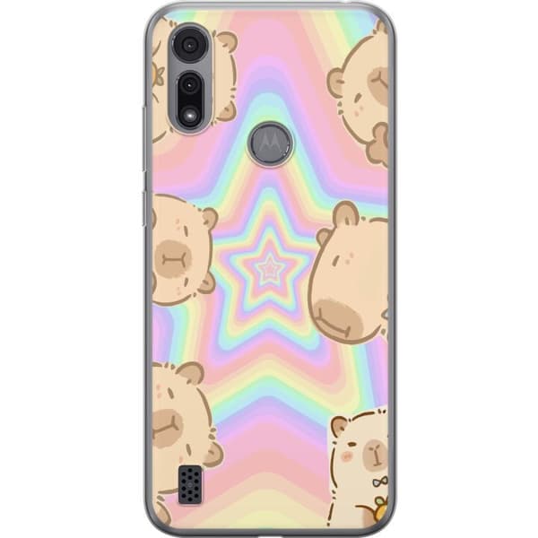 Motorola Moto E6i Gennemsigtig cover Kawaii Capybara Galaxy Sød Anime Dyr Rummotiv Kawaii Trend Gave TikTok Design