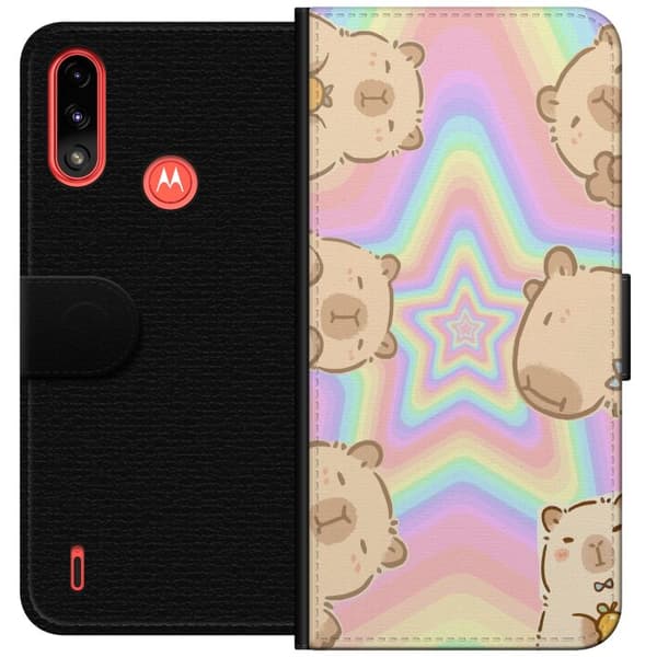 Motorola Moto E7 Power Plånboksfodral Kawaii Capybara Galaxy Söt Anime Djur Rymdmotiv Kawaii Trend Present TikTok Design