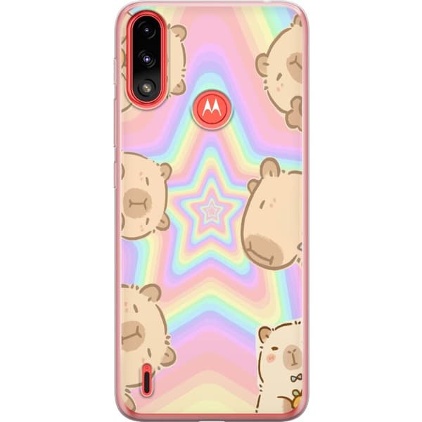 Motorola Moto E7 Power Genomskinligt Skal Kawaii Capybara Galaxy Söt Anime Djur Rymdmotiv Kawaii Trend Present TikTok Design
