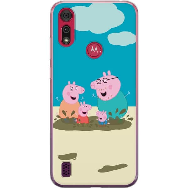 Motorola Moto E6s (2020) Genomskinligt Skal Greta Gris Familjen George Lerpöl Barnmotiv Serie Populär Barnkaraktär Glädje