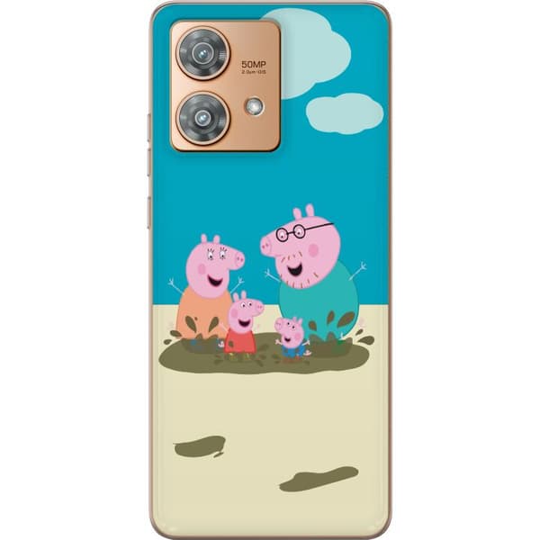 Motorola Edge 40 Neo Gennemsigtig cover Greta Gris Familie Georg Mudderpøl Børnemotiv Serie Populær Børnekarakter Glæde