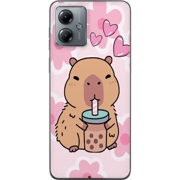 Motorola Moto G14 Gennemsigtig cover Kawaii Capybara Hjerte Anime Stil Sød Design Dyremotiv TikTok Populær Gave Pige