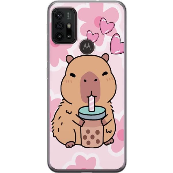 Motorola Moto G30 Gennemsigtig cover Kawaii Capybara Hjerte Anime Stil Sød Design Dyremotiv TikTok Populær Gave Pige