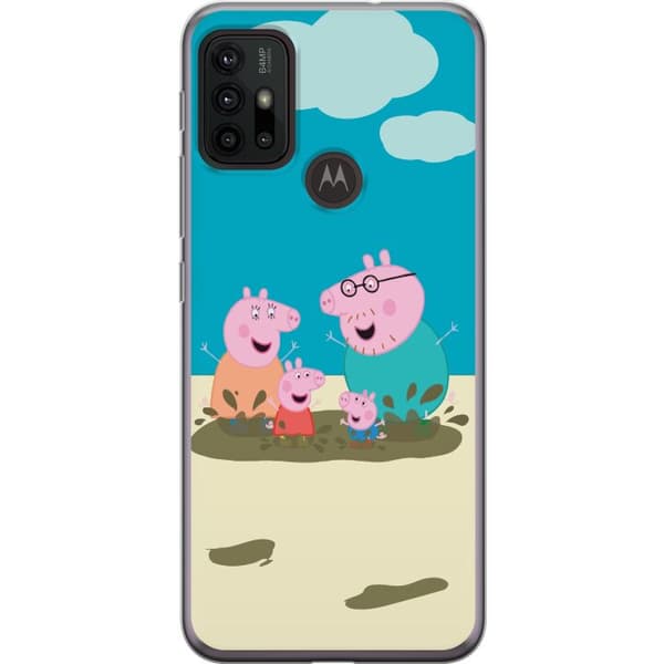 Motorola Moto G30 Gennemsigtig cover Greta Gris Familie Georg Mudderpøl Børnemotiv Serie Populær Børnekarakter Glæde