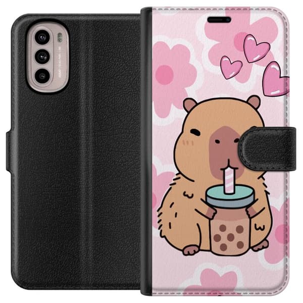 Motorola Moto G41 Plånboksfodral Kawaii Capybara Hjärtan Anime Stil Söt Design Djurmotiv TikTok Populärt Present Tjej