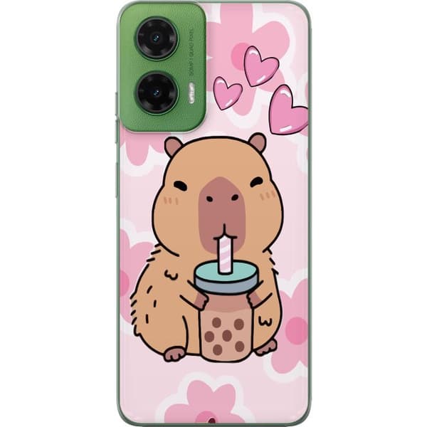 Motorola Moto G35 Gennemsigtig cover Kawaii Capybara Hjerte Anime Stil Sød Design Dyremotiv TikTok Populær Gave Pige