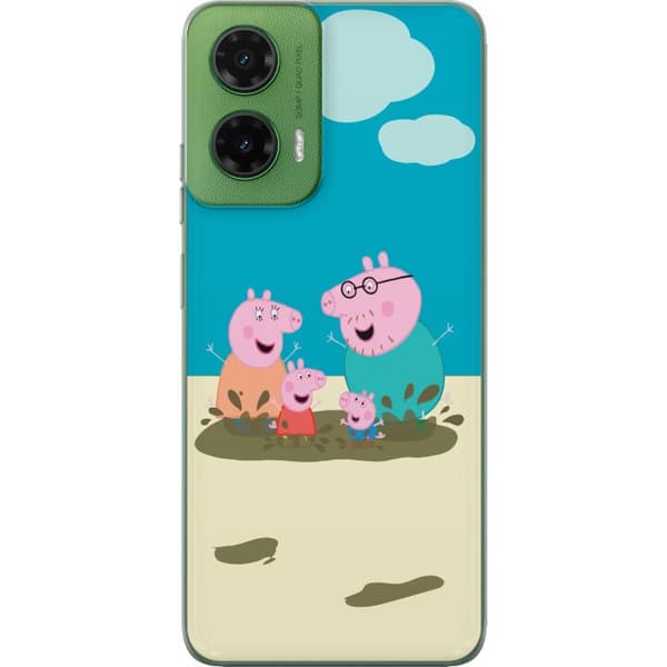 Motorola Moto G35 Gennemsigtig cover Greta Gris Familie Georg Mudderpøl Børnemotiv Serie Populær Børnekarakter Glæde