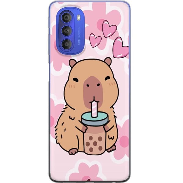 Motorola Moto G51 5G Gjennomsiktig deksel Kawaii Capybara Hjerteanime Stil Søt Design Dyretema TikTok Populær Gave Jente