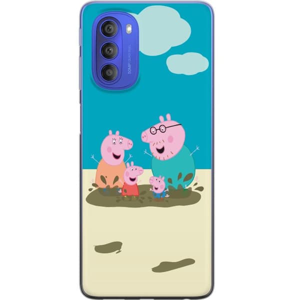 Motorola Moto G51 5G Gennemsigtig cover Greta Gris Familie Georg Mudderpøl Børnemotiv Serie Populær Børnekarakter Glæde