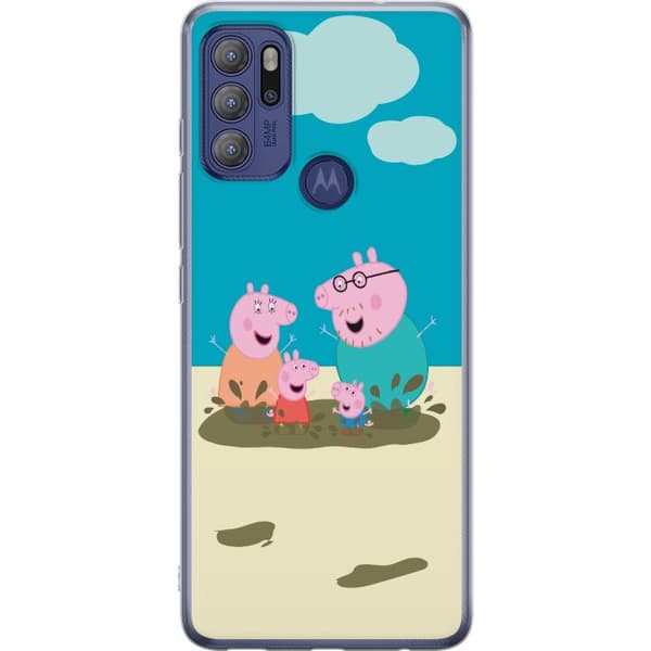 Motorola Moto G60S Gennemsigtig cover Greta Gris Familie Georg Mudderpøl Børnemotiv Serie Populær Børnekarakter Glæde