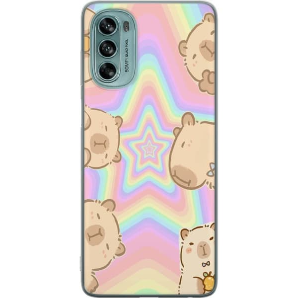 Motorola Moto G62 5G Gennemsigtig cover Kawaii Capybara Galaxy Sød Anime Dyr Rummotiv Kawaii Trend Gave TikTok Design