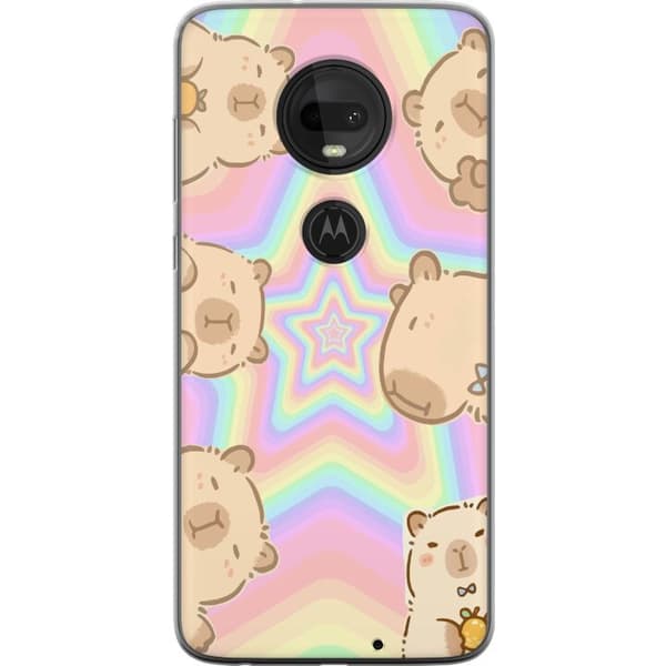 Motorola Moto G7 Läpinäkyvä kuori Kawaii Capybara Galaxy Söpö Anime Eläin Avaruusteema Kawaii Trendi Lahja TikTok-suunnittelu