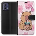 Miniatyrbild 1 av 3: Motorola Moto G73 Plånboksfodral Kawaii Capybara Hjärtan Anime Stil Söt Design Djurmotiv TikTok Populärt Present Tjej