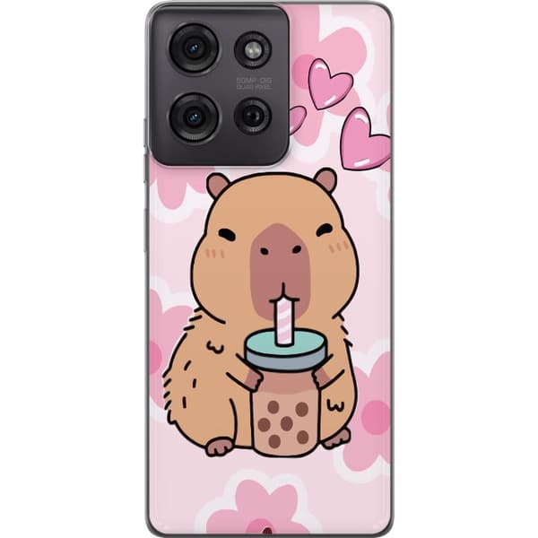 Motorola Moto G75 Genomskinligt Skal Kawaii Capybara Hjärtan Anime Stil Söt Design Djurmotiv TikTok Populärt Present Tjej
