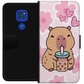 Miniatyrbild 1 av 3: Motorola Moto G9 Play Plånboksfodral Kawaii Capybara Hjärtan Anime Stil Söt Design Djurmotiv TikTok Populärt Present Tjej