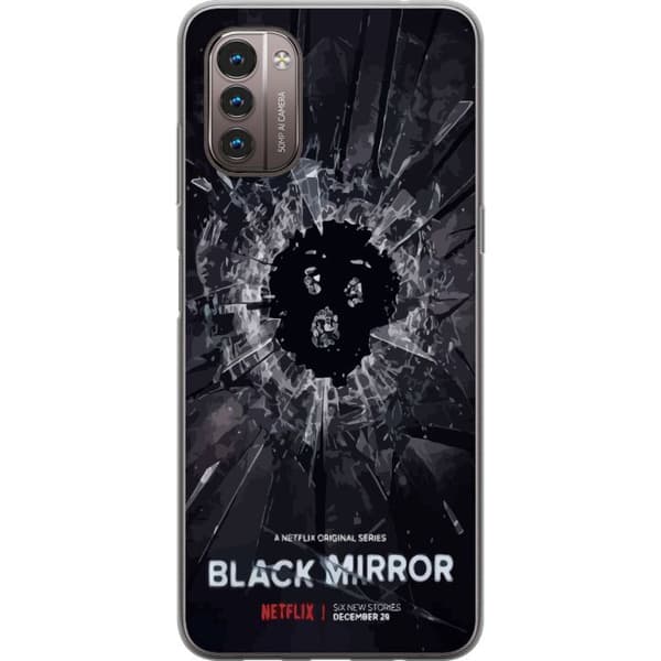 Nokia G21 Läpinäkyvä kuori Black Mirror Sci-Fi Netflix -sarja Dystopia Teknologia Cyberpunk Synkkä TV Videopeli Teema