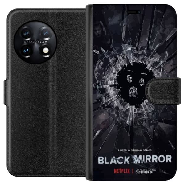OnePlus 11 Lompakkokotelo Black Mirror Sci-Fi Netflix -sarja Dystopia Teknologia Cyberpunk Synkkä TV Videopeli Teema