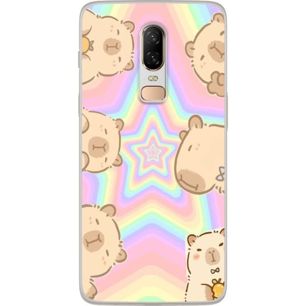 OnePlus 6 Läpinäkyvä kuori Kawaii Capybara Galaxy Söpö Anime Eläin Avaruusteema Kawaii Trendi Lahja TikTok-suunnittelu