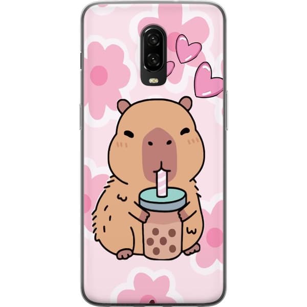 OnePlus 6T Gennemsigtig cover Kawaii Capybara Hjerte Anime Stil Sød Design Dyremotiv TikTok Populær Gave Pige