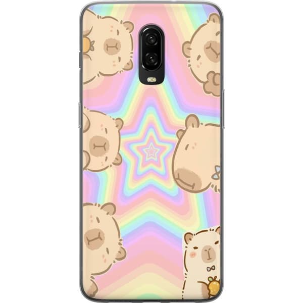 OnePlus 6T Läpinäkyvä kuori Kawaii Capybara Galaxy Söpö Anime Eläin Avaruusteema Kawaii Trendi Lahja TikTok-suunnittelu