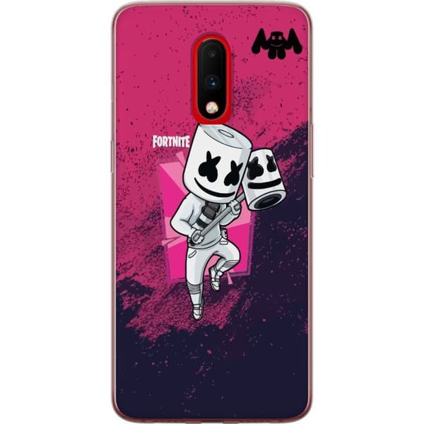OnePlus 7 Gjennomsiktig deksel Marshmello Fortnite Skin Emote Gaming DJ Karakter Populært Motiv Barn Ungdom Trend