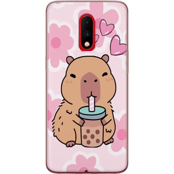 OnePlus 7 Gjennomsiktig deksel Kawaii Capybara Hjerteanime Stil Søt Design Dyretema TikTok Populær Gave Jente