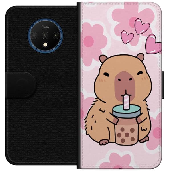 OnePlus 7T Lommeboketui Kawaii Capybara Hjerteanime Stil Søt Design Dyretema TikTok Populær Gave Jente