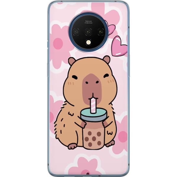 OnePlus 7T Gennemsigtig cover Kawaii Capybara Hjerte Anime Stil Sød Design Dyremotiv TikTok Populær Gave Pige