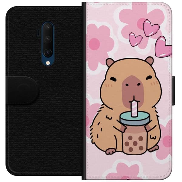 OnePlus 7T Pro Plånboksfodral Kawaii Capybara Hjärtan Anime Stil Söt Design Djurmotiv TikTok Populärt Present Tjej