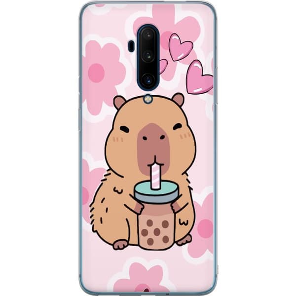 OnePlus 7T Pro Gennemsigtig cover Kawaii Capybara Hjerte Anime Stil Sød Design Dyremotiv TikTok Populær Gave Pige