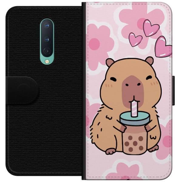 OnePlus 8 Tegnebogsetui Kawaii Capybara Hjerte Anime Stil Sød Design Dyremotiv TikTok Populær Gave Pige