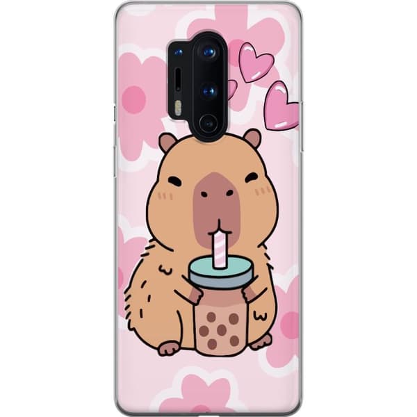OnePlus 8 Pro Gennemsigtig cover Kawaii Capybara Hjerte Anime Stil Sød Design Dyremotiv TikTok Populær Gave Pige