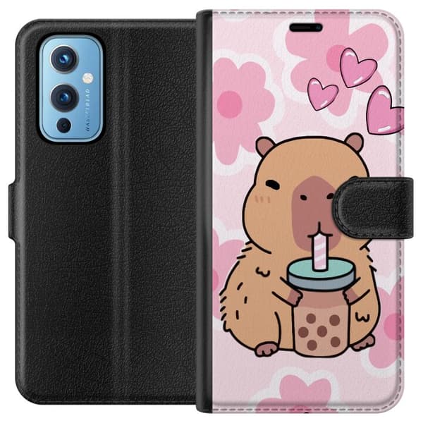 OnePlus 9 Plånboksfodral Kawaii Capybara Hjärtan Anime Stil Söt Design Djurmotiv TikTok Populärt Present Tjej