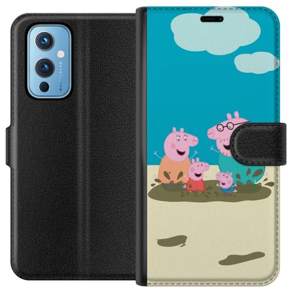 OnePlus 9 Plånboksfodral Greta Gris Familjen George Lerpöl Barnmotiv Serie Populär Barnkaraktär Glädje