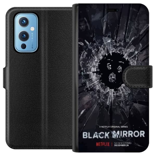 OnePlus 9 Plånboksfodral Black Mirror Sci-Fi Netflix Serie Dystopi Teknik Cyberpunk Mörkt TV Spelmotiv