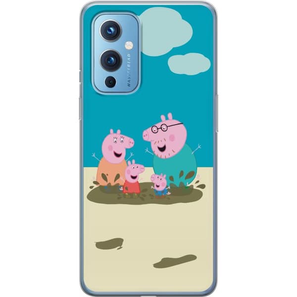 OnePlus 9 Gennemsigtig cover Greta Gris Familie Georg Mudderpøl Børnemotiv Serie Populær Børnekarakter Glæde