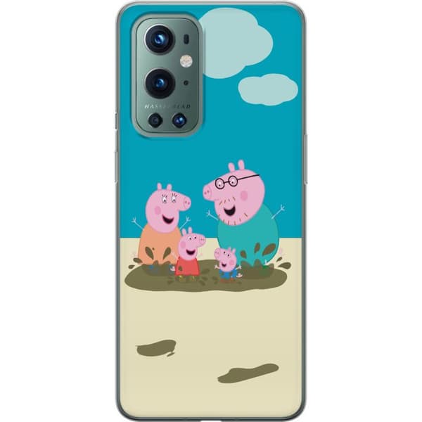 OnePlus 9 Pro Gennemsigtig cover Greta Gris Familie Georg Mudderpøl Børnemotiv Serie Populær Børnekarakter Glæde