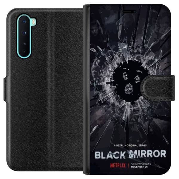 OnePlus Nord Plånboksfodral Black Mirror Sci-Fi Netflix Serie Dystopi Teknik Cyberpunk Mörkt TV Spelmotiv