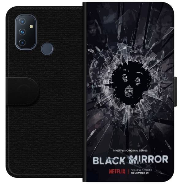 OnePlus Nord N100 Lompakkokotelo Black Mirror Sci-Fi Netflix -sarja Dystopia Teknologia Cyberpunk Synkkä TV Videopeli Teema