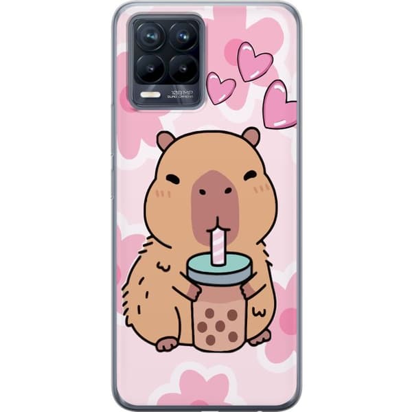 Realme 8 Gennemsigtig cover Kawaii Capybara Hjerte Anime Stil Sød Design Dyremotiv TikTok Populær Gave Pige