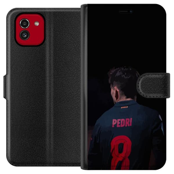 Samsung Galaxy A03 Plånboksfodral Pedri FC Barcelona Fotboll Spansk Mittfältare Mål Sportmotiv Fans Barn Ungdom