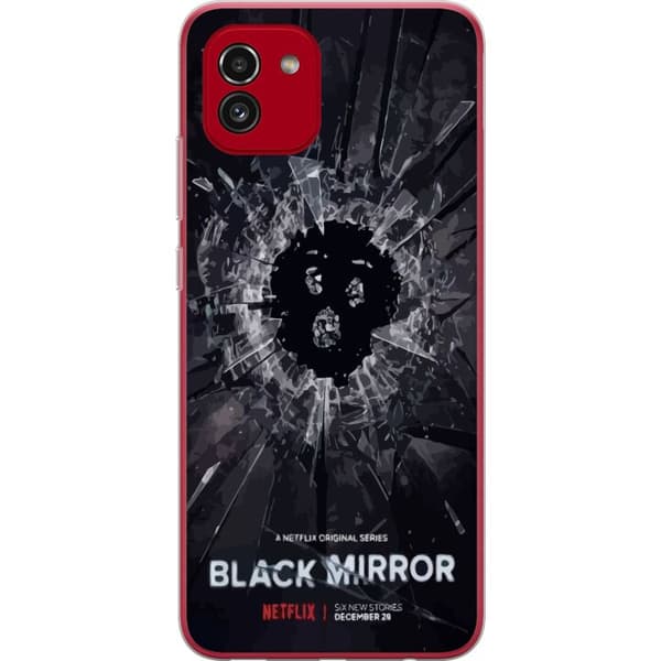 Samsung Galaxy A03 Läpinäkyvä kuori Black Mirror Sci-Fi Netflix -sarja Dystopia Teknologia Cyberpunk Synkkä TV Videopeli Teema