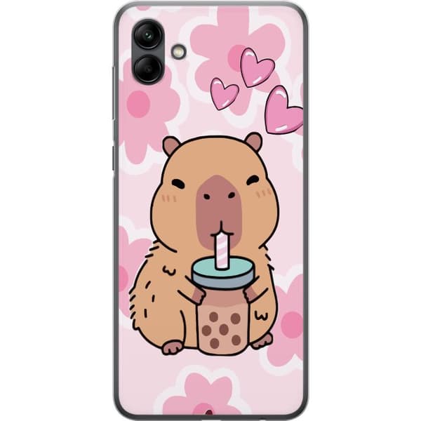 Samsung Galaxy A05 Genomskinligt Skal Kawaii Capybara Hjärtan Anime Stil Söt Design Djurmotiv TikTok Populärt Present Tjej