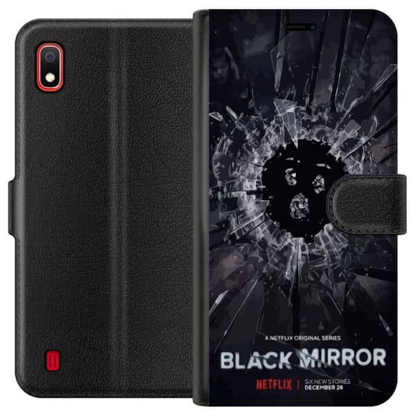 Samsung Galaxy A10 Lommeboketui Black Mirror Sci-Fi Netflix Serie Dystopi Teknologi Cyberpunk Mørkt TV Videospill Tema